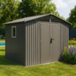 Abri de Jardin Métal Kover 5,80 m² - Gris Taupe - Porte Battante & Serrure – Image 5