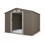 Abri de Jardin Métal 5,8 m² - Gris Châtaigne et Kit d'Ancrage