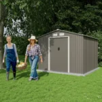 Abri de Jardin Métal 5,8 m² - Gris Châtaigne et Kit d'Ancrage – Image 5