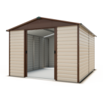 Abri de Jardin Métal Yardmaster 10,46 m² - Beige Crème - Toit Translucide