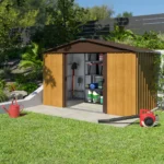 Abri de Jardin Métal Yardmaster 5,3 m² - Aspect Bois & Chocolat - Kit Ancrage – Image 4