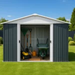 Abri de Jardin Métal Yardmaster Bleu Aspect Bois 6,44 m² - Kit d'Ancrage Inclus – Image 2