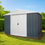 Abri de Jardin Métal Yardmaster Bleu Aspect Bois 6,44 m² - Kit d'Ancrage Inclus – Image 4