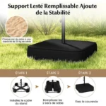 Parasol Double Rectangulaire XXL 396x201cm Gris avec Base Lestée et Manivelle - COSTWAY – Image 2